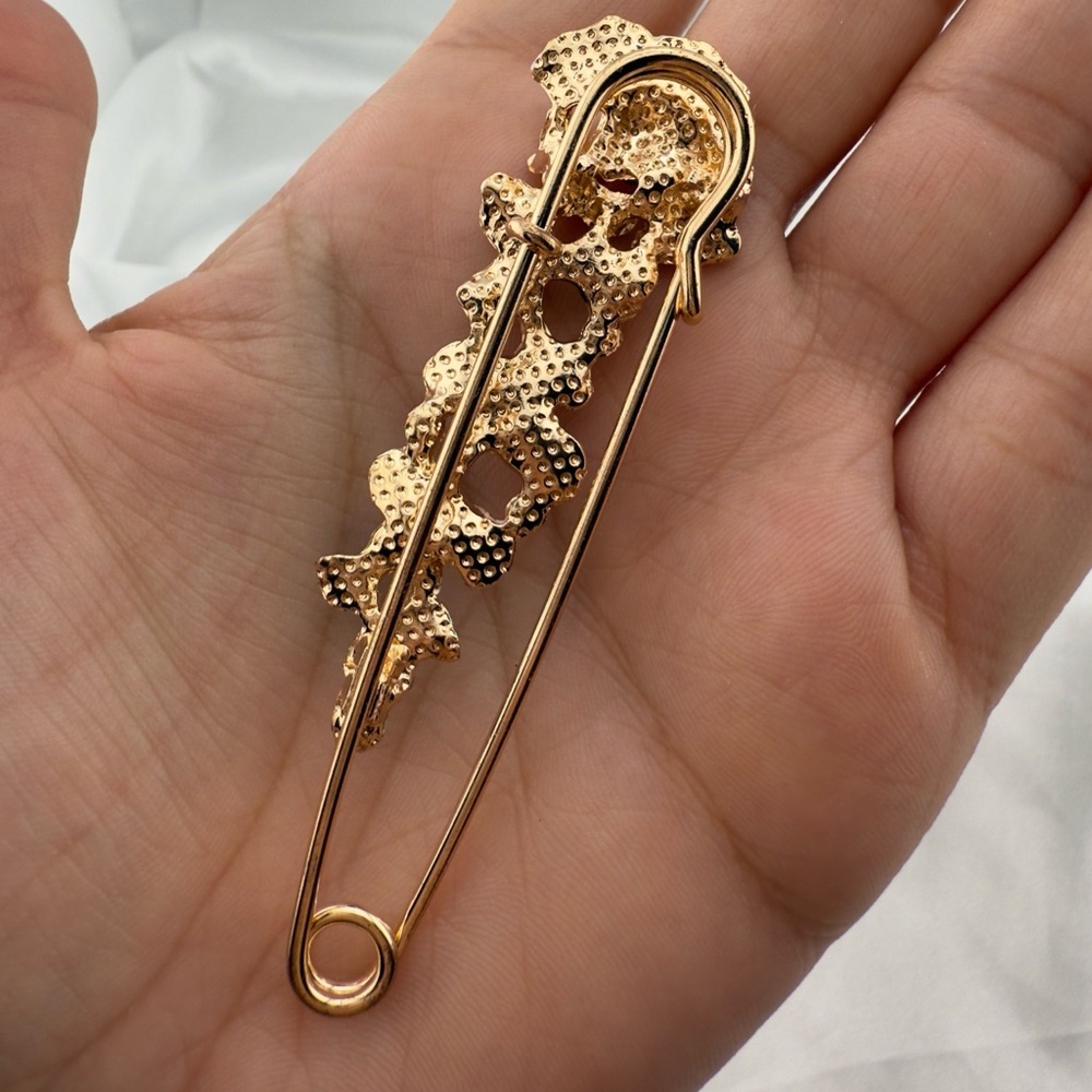Floral Gold and Multicolor Brooch - Picture 4 of 5